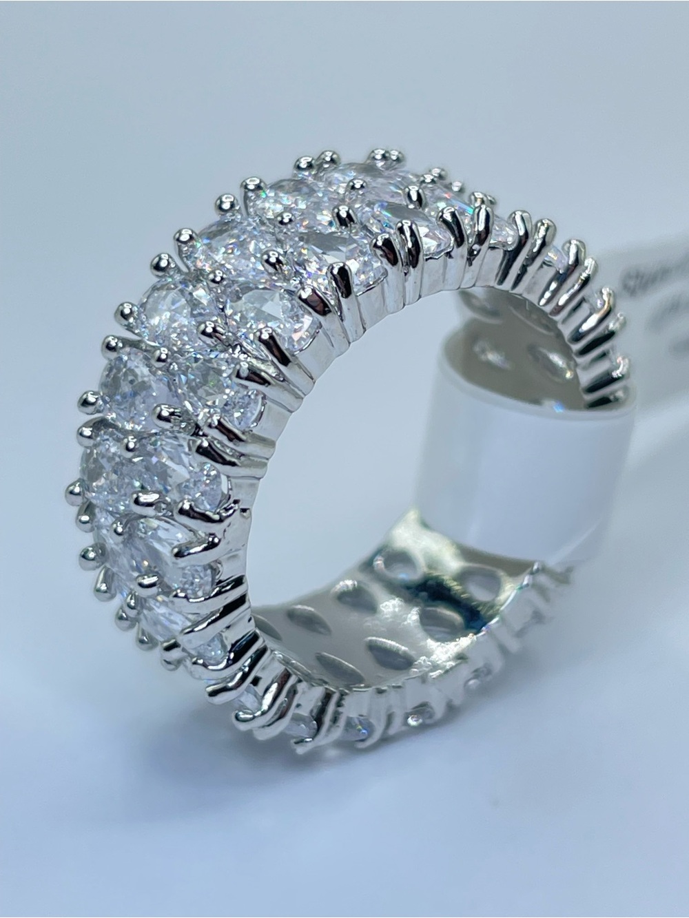 Swarovski Crystal Elements White Swarovski Crystal Eternity Band Ring Sz 7.5